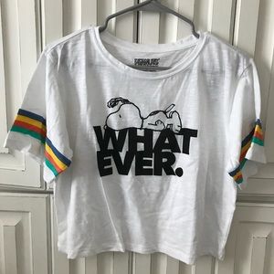 Freeze 24-7 Peanuts White Cropped Snoopy Top